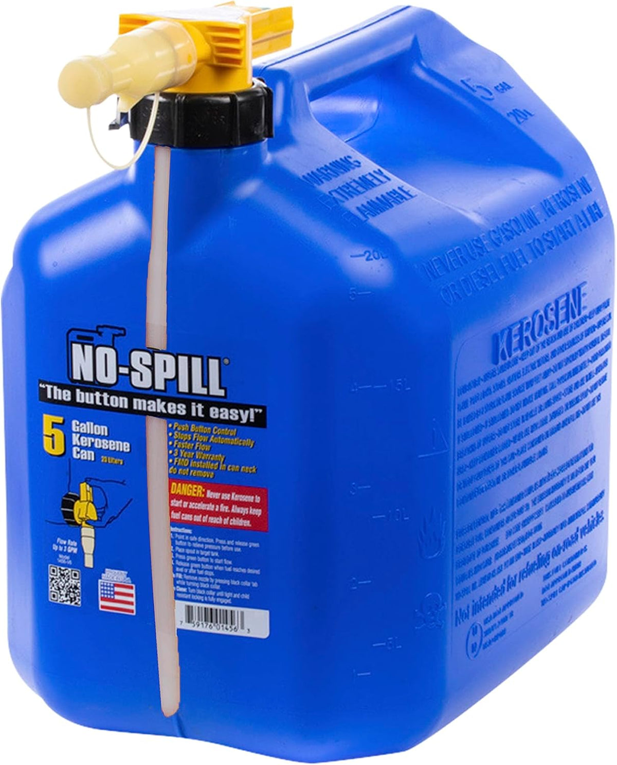 No Spill 1466S 5 Gallon Kerosene Can w/ View Strip