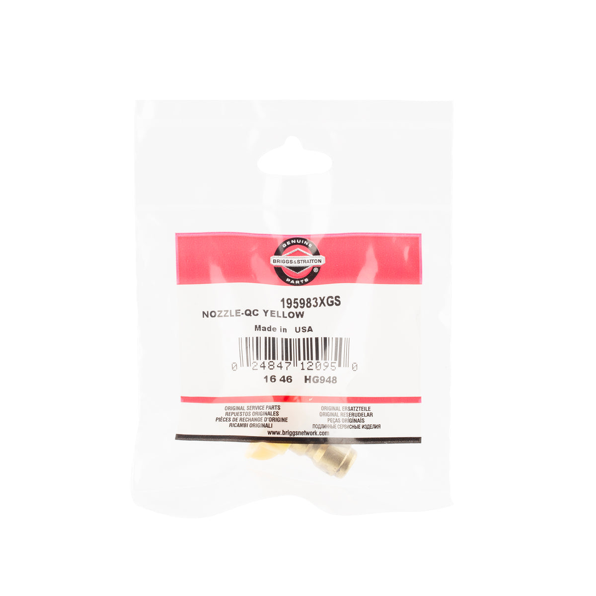 Briggs & Stratton 195983XGS Yellow Quick Connect Pressure Washer Nozzle