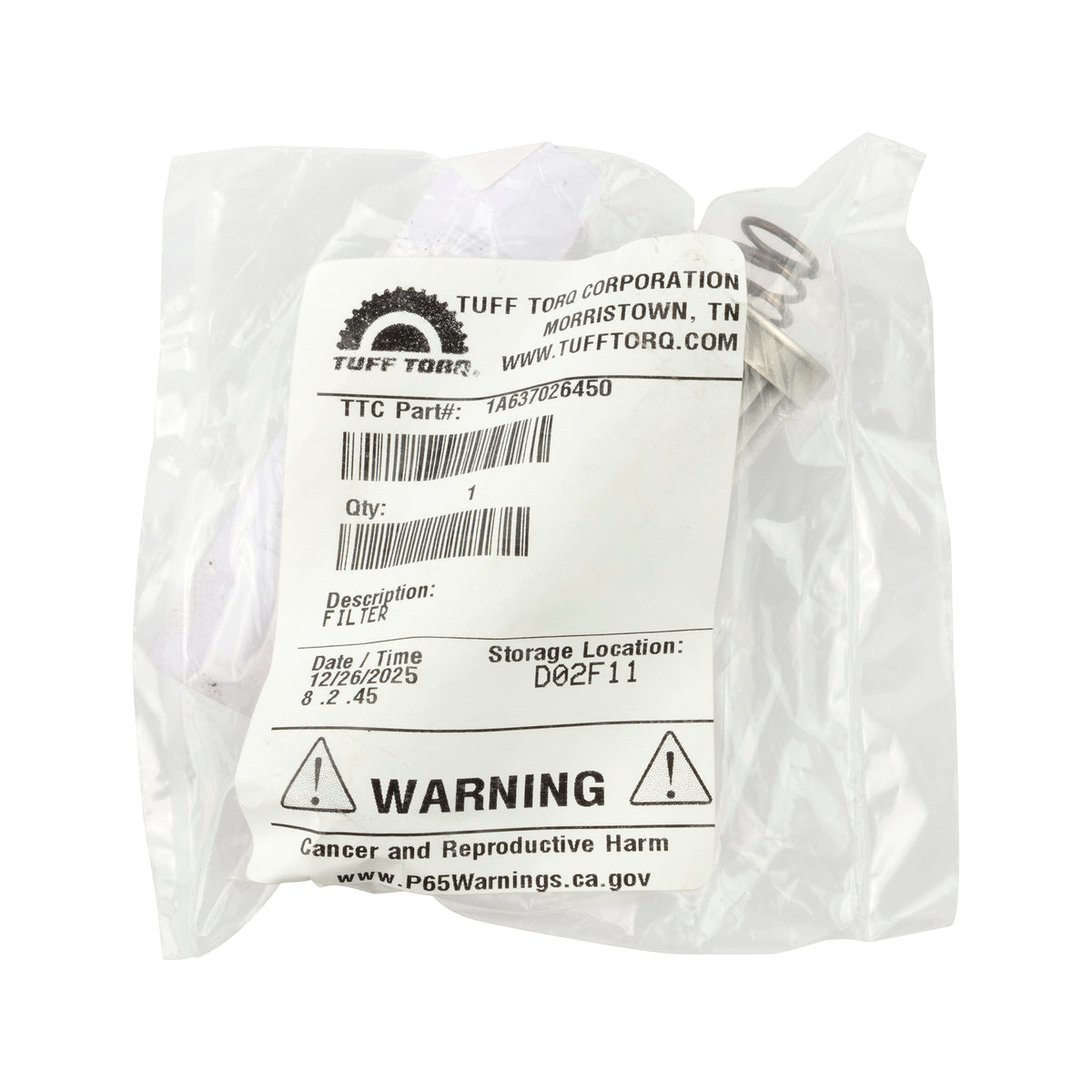 Tuff Torq 1A637026450 Transmission Filter