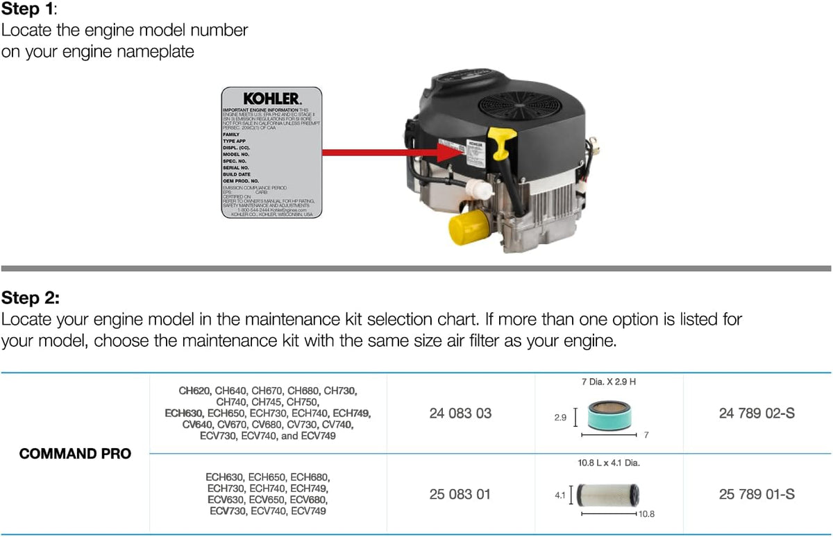 Kohler 2478902-S Twin Cylinder Maintenance Kit