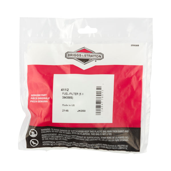 Briggs & Stratton 4112 FUEL-FILTER (5 X 394358S)