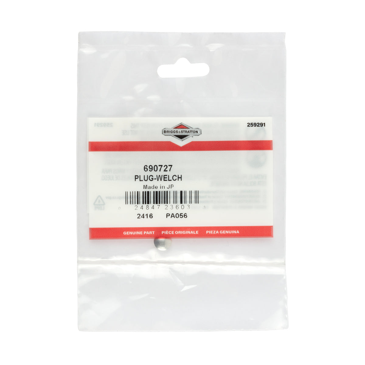 Briggs & Stratton 690727 Welch Plug