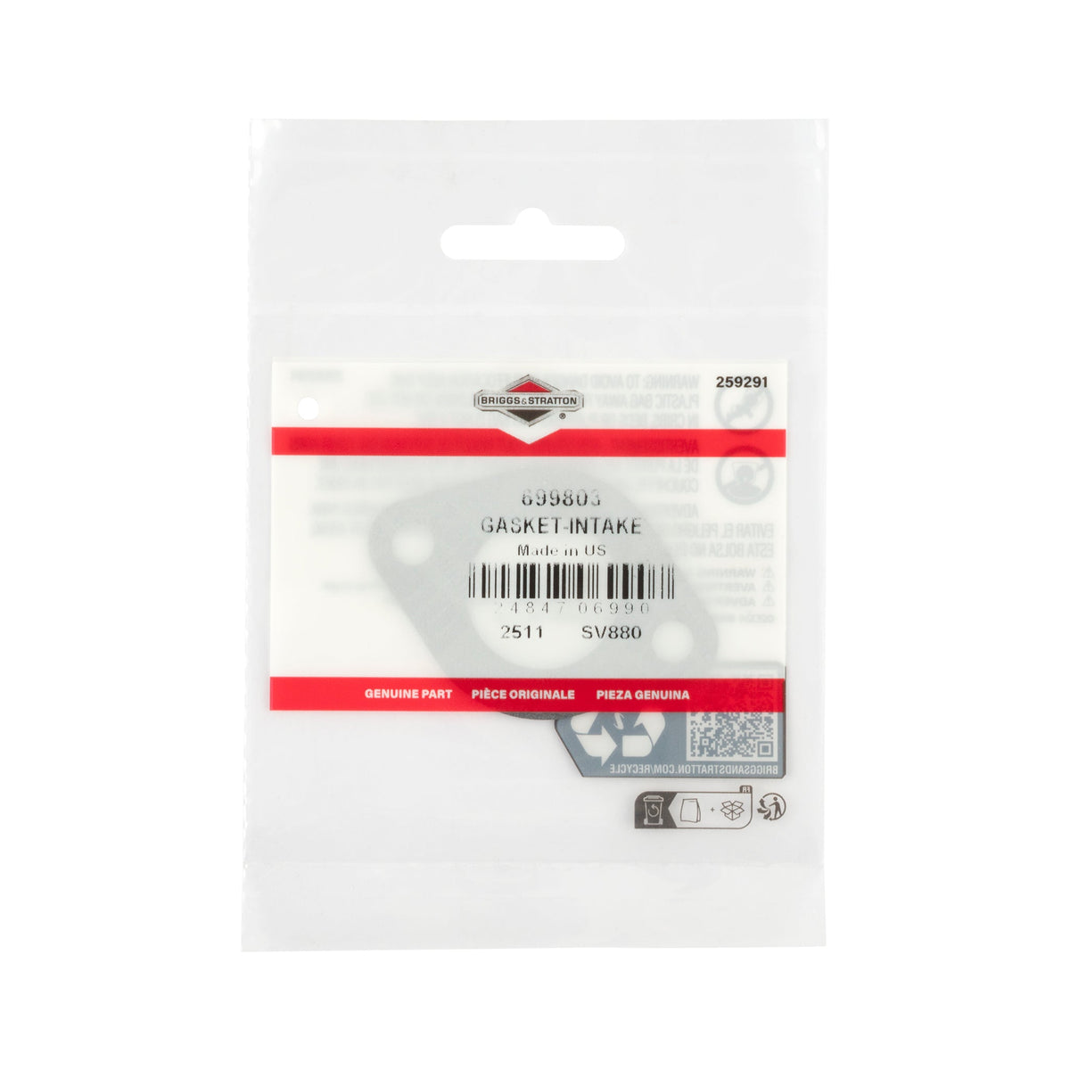 Briggs & Stratton 699803 Intake Gasket
