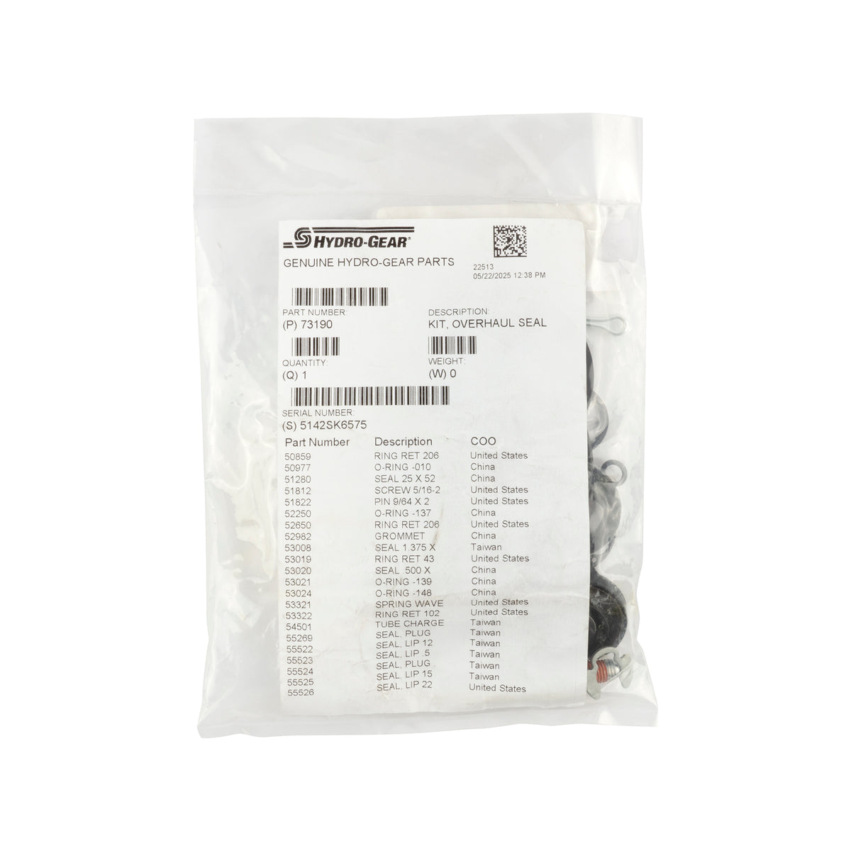 Hydro Gear 73190 Overhaul Seal Kit
