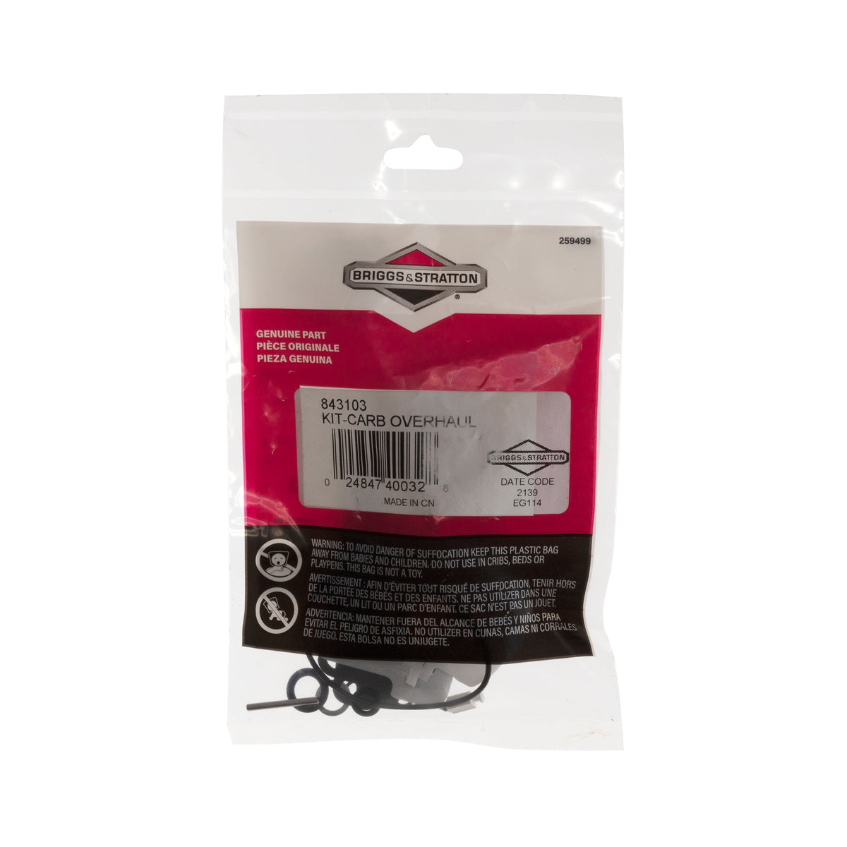 Briggs & Stratton 843103 Carburetor Overhaul Kit