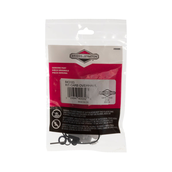 Briggs & Stratton 843103 Carburetor Overhaul Kit