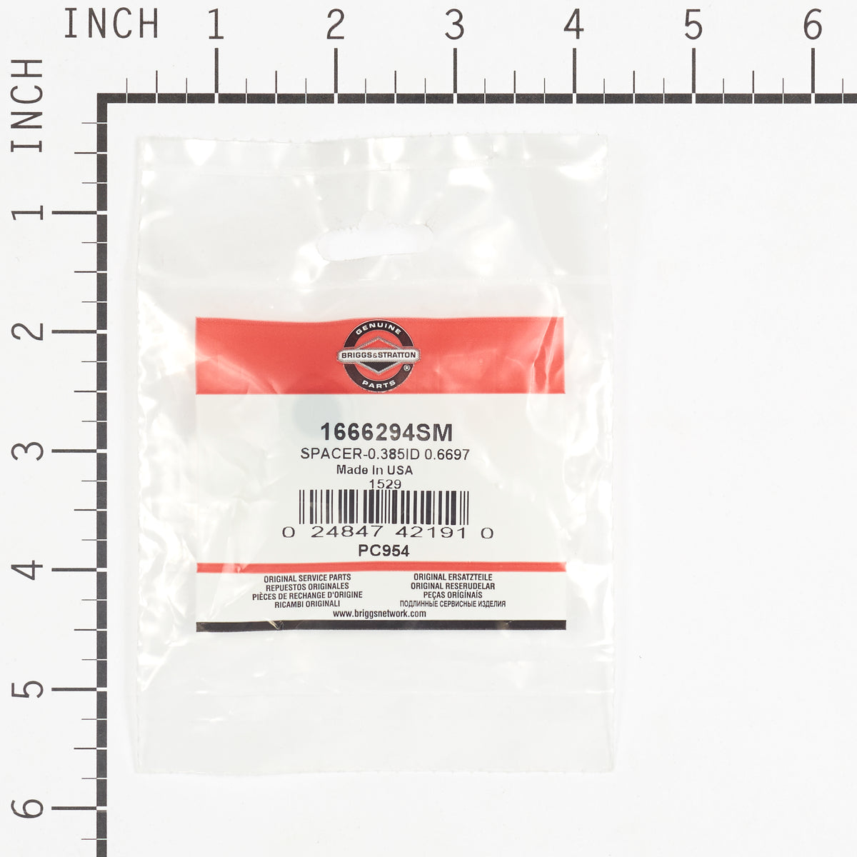 Briggs & Stratton 1666294SM Spacer - 0.385 ID x 0.6697 OD