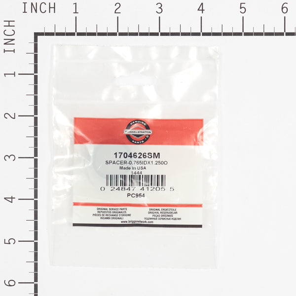 Briggs & Stratton 1704626SM Spacer, 0.765 ID X 1.250 OD