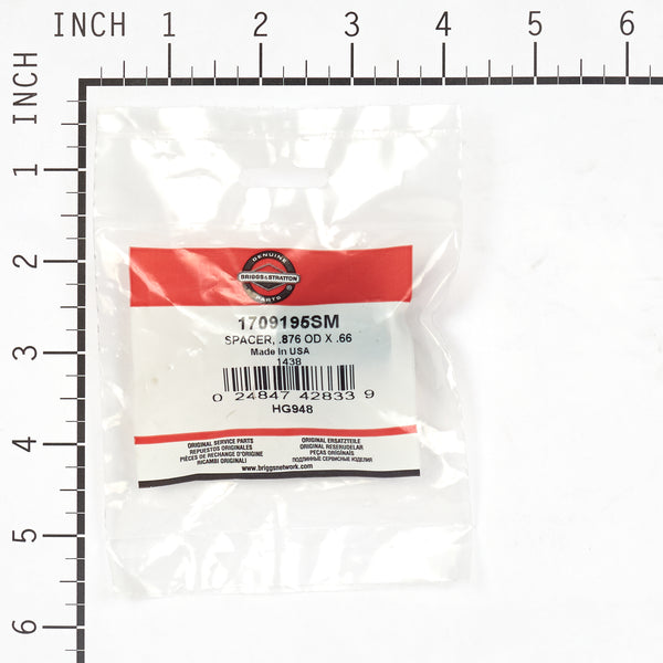 Briggs & Stratton 1709195SM Spacer - .876 OD x .66