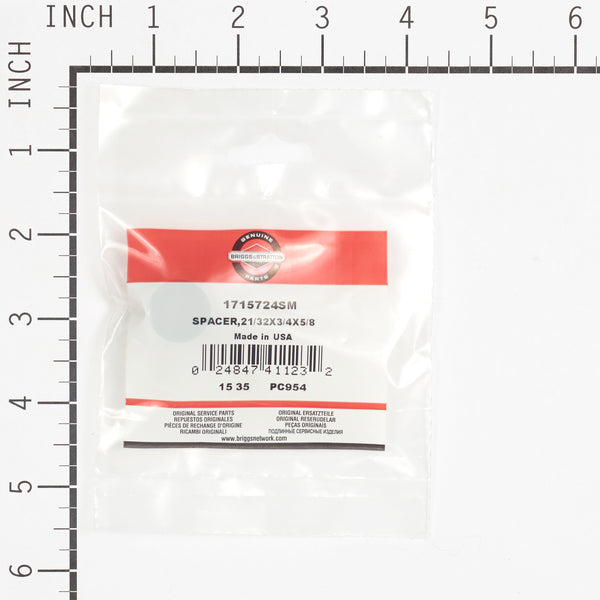 Briggs & Stratton 1715724SM Spacer, 21/32 x 3/4 x 5/8