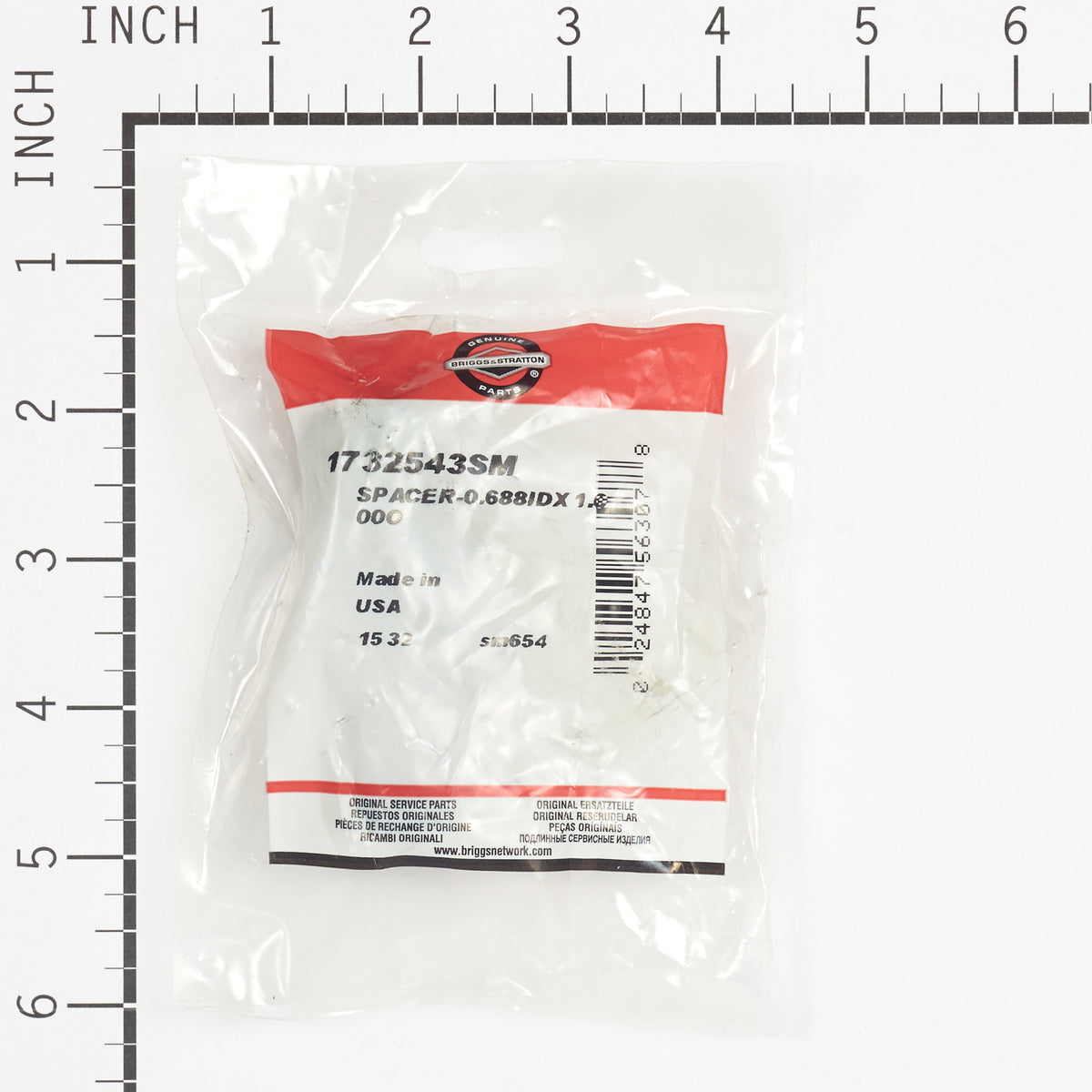 Briggs & Stratton 1732543SM Spacer - 0.688 ID x 1.000 OD