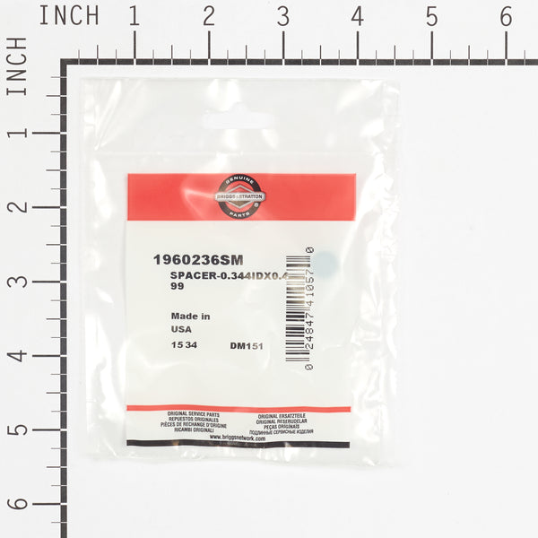 Briggs & Stratton 1960236SM Spacer, 0.344 ID X 0.499 OD