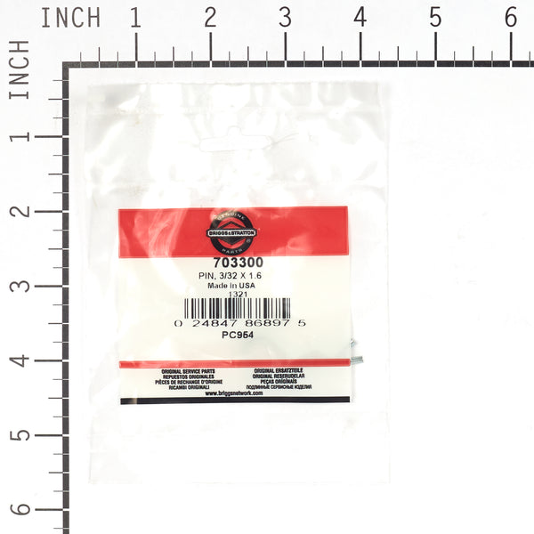 Briggs & Stratton 703300 Pin, 3/32 X 1.6