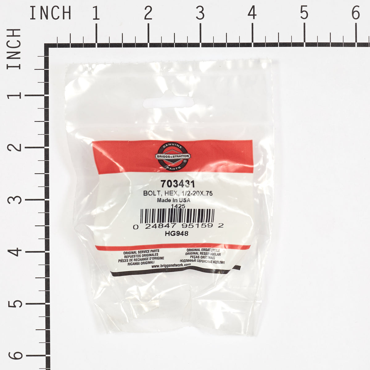 Briggs & Stratton 703431 Hex Bolt, 1/2-20 X .75