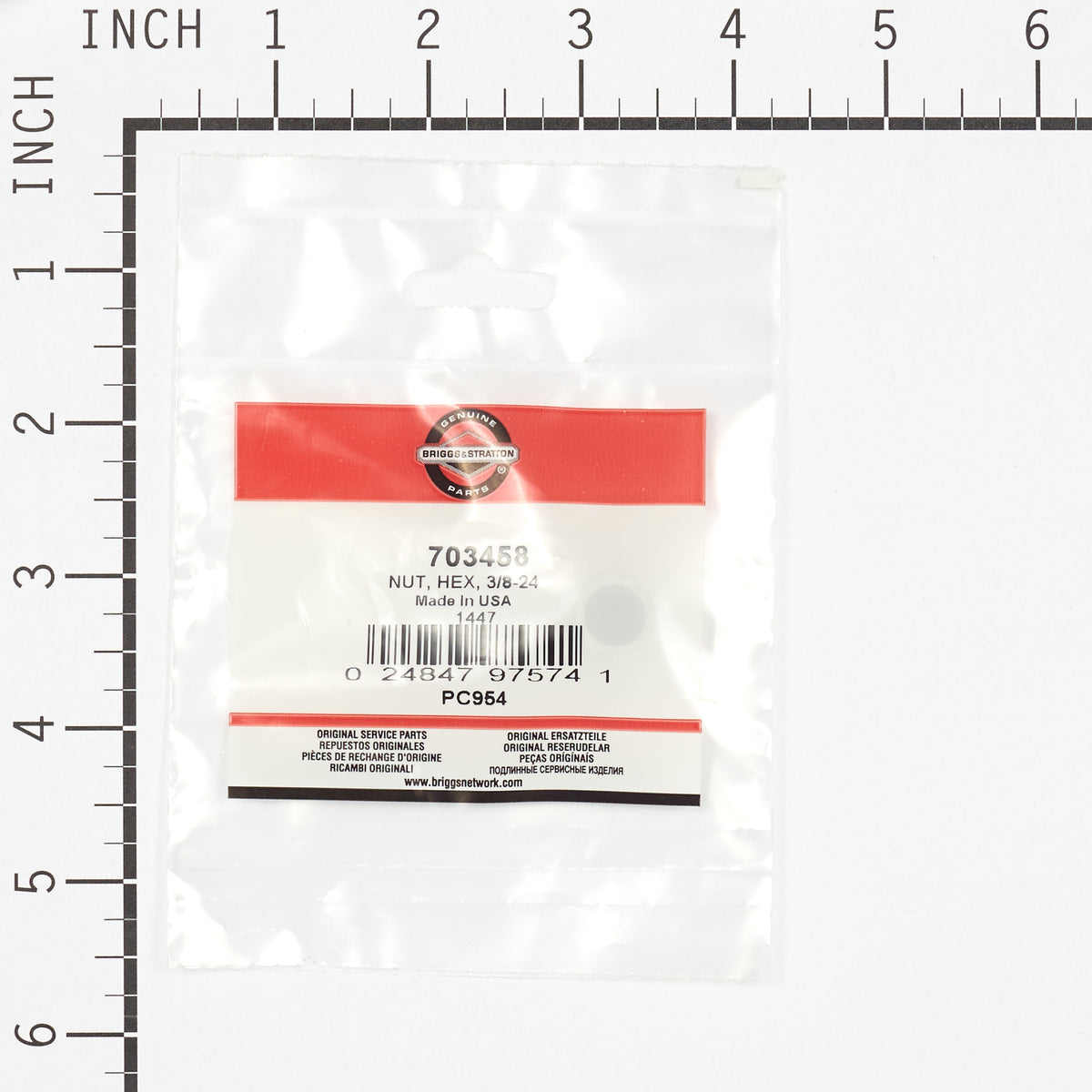 Briggs & Stratton 703458 NUT, HEX, 3/8-24