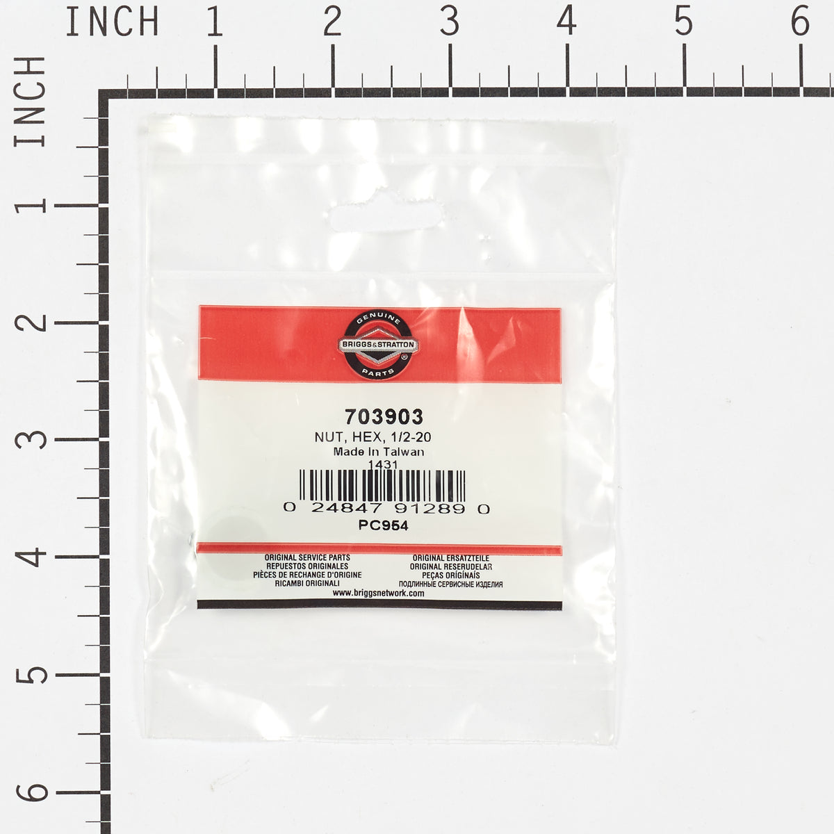 Briggs & Stratton 703903 NUT, HEX, 1/2-20
