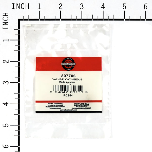 Briggs & Stratton 807706 Float Needle Valve