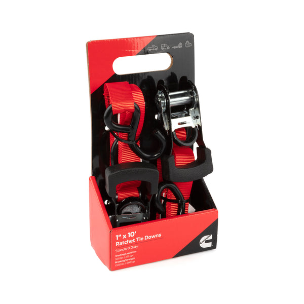 Cummins CS0010 2-Pack 10' Steel Ratchet Tie Downs, 1500Lb Rated