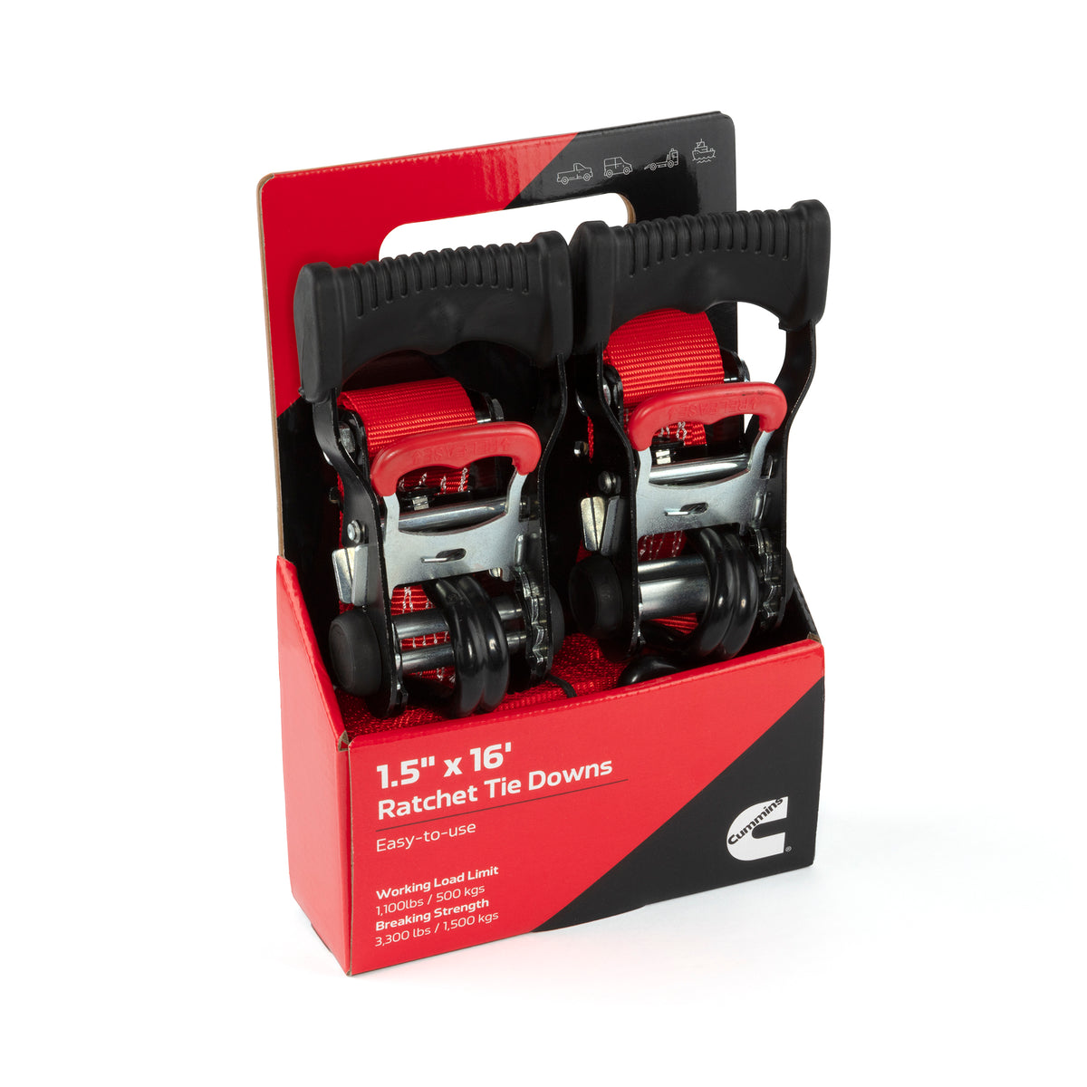 Cummins CS0011 2-Pack 16' Steel Rachet Tie Downs