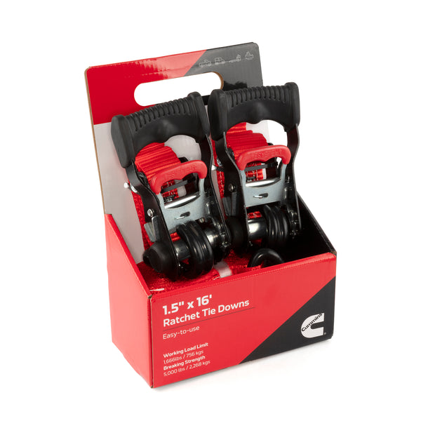 Cummins CS0012 2-Pack 16' Rachet Tie Downs w/ Locking Handle