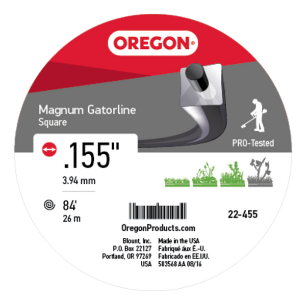 Oregon 22-455 Magnum GatorLine Square Trimmer Line, .155 1lb Donut