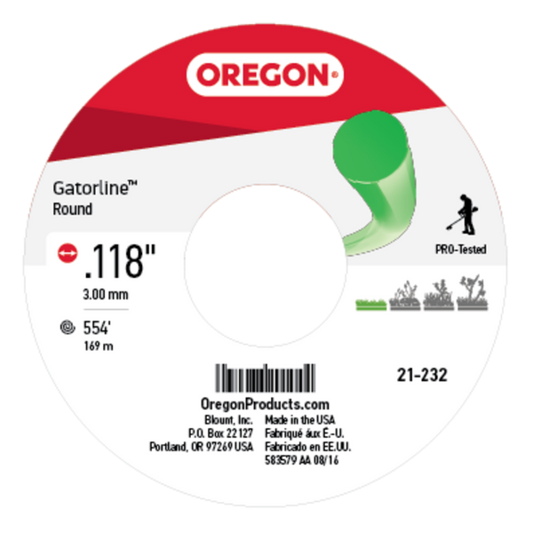 Oregon 21-232 Gatorline, Round .118, 3 lb Spool