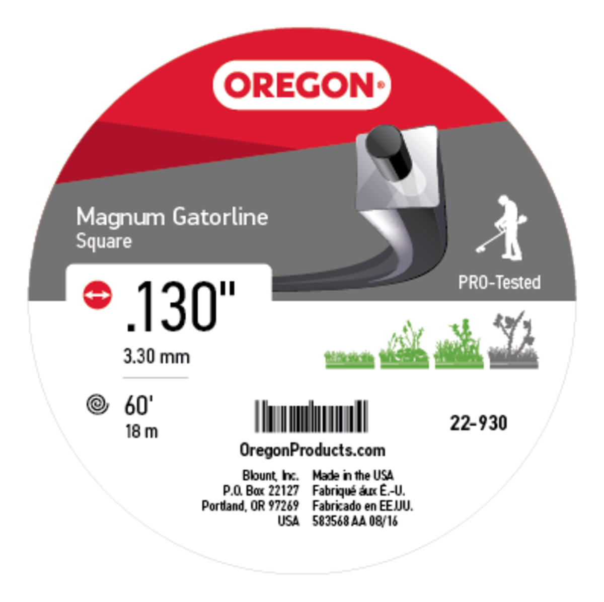 Oregon 22-930 GATORLINE,MAGNUM SQUARE .130 1