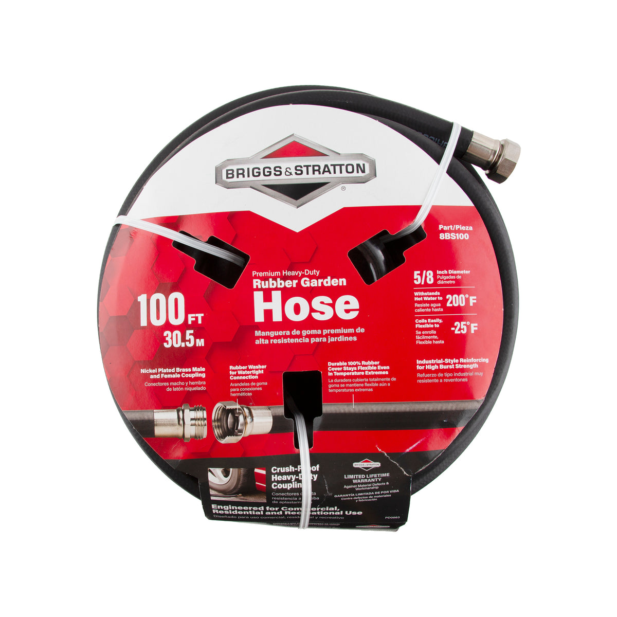 Briggs & Stratton 8BS100 Heavy-Duty Rubber Garden Hose (100ft)
