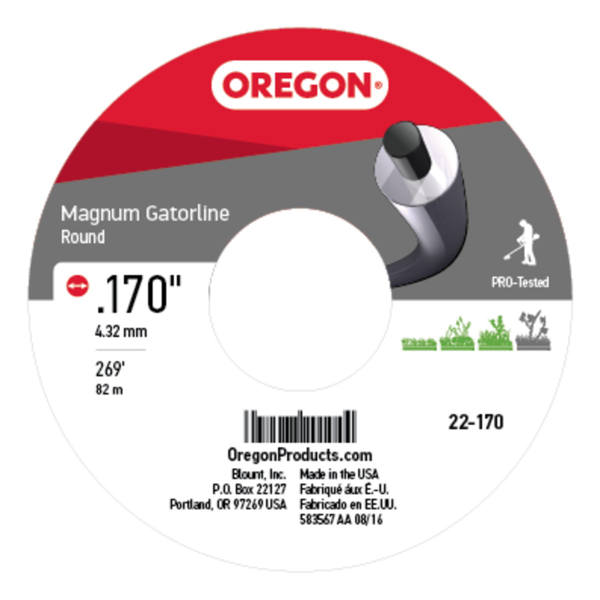 Oregon 22-170 GATORLINE,MAGNUM ROUND .170 3L