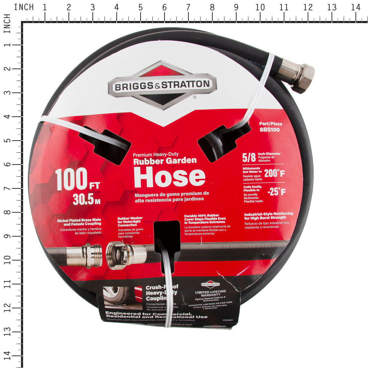 Briggs & Stratton 8BS100 Heavy-Duty Rubber Garden Hose (100ft)