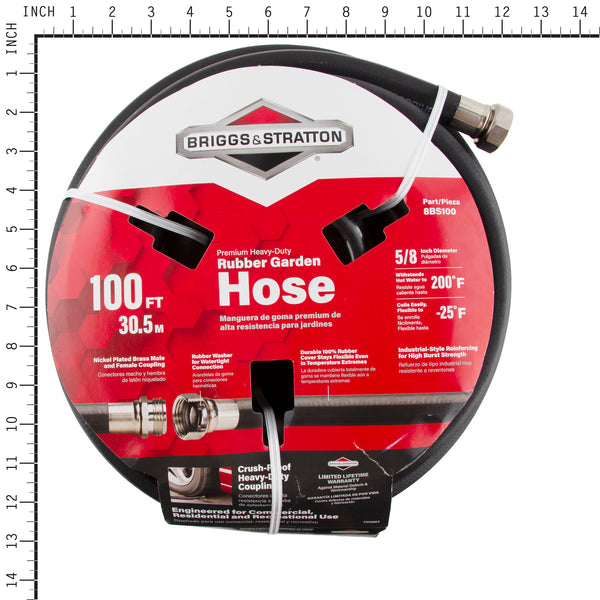 Briggs & Stratton 8BS100 Heavy-Duty Rubber Garden Hose (100ft)