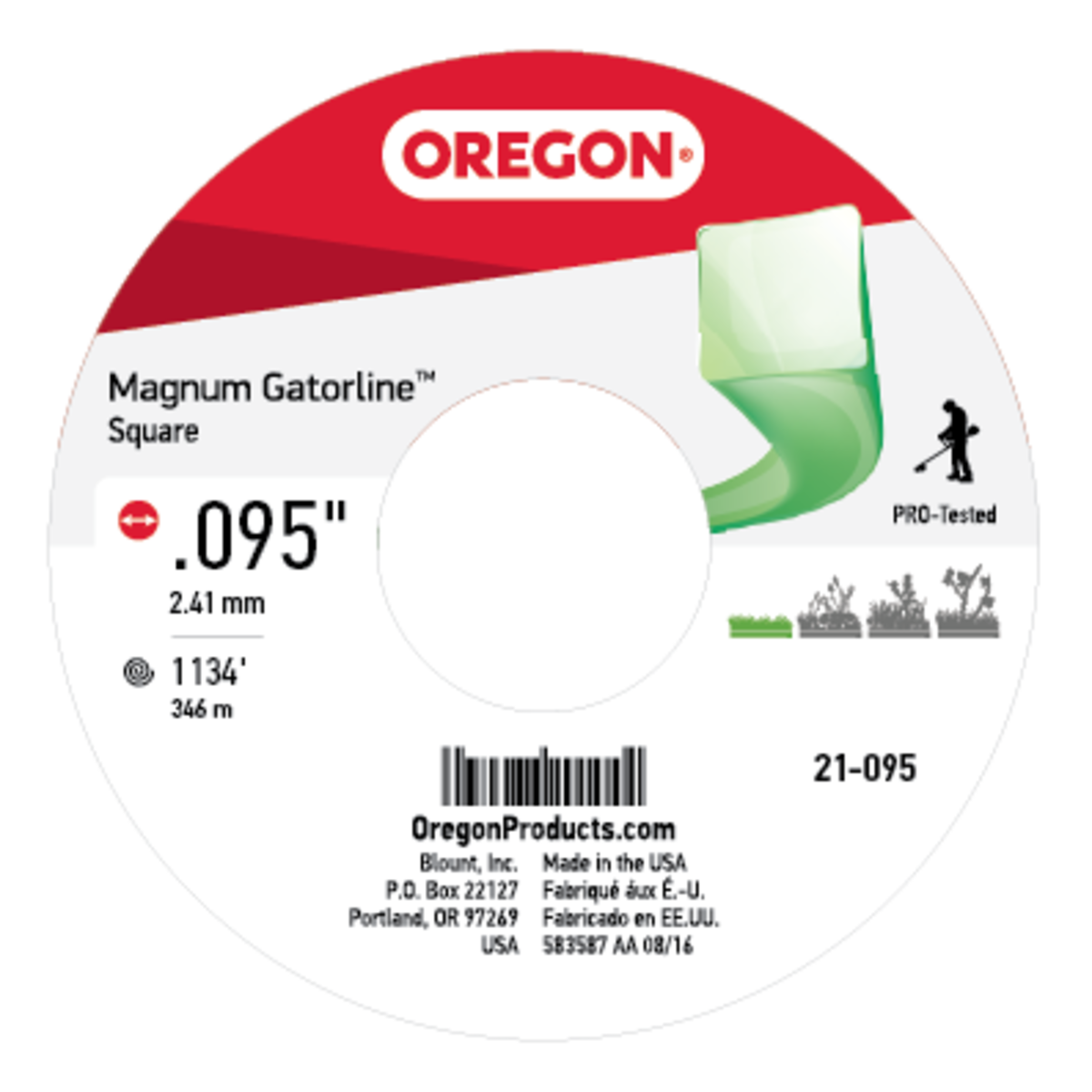Oregon 21-095 GATORLINE,SQUARE .095 5lb SPOO