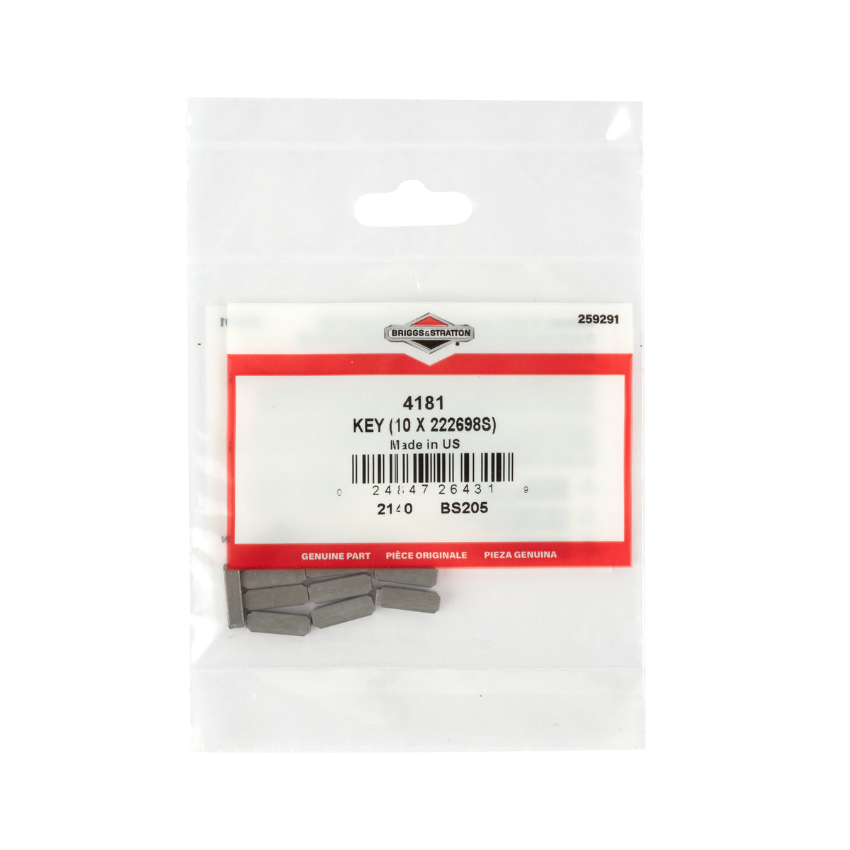 Briggs & Stratton 4181 KEY (10 X 222698S)